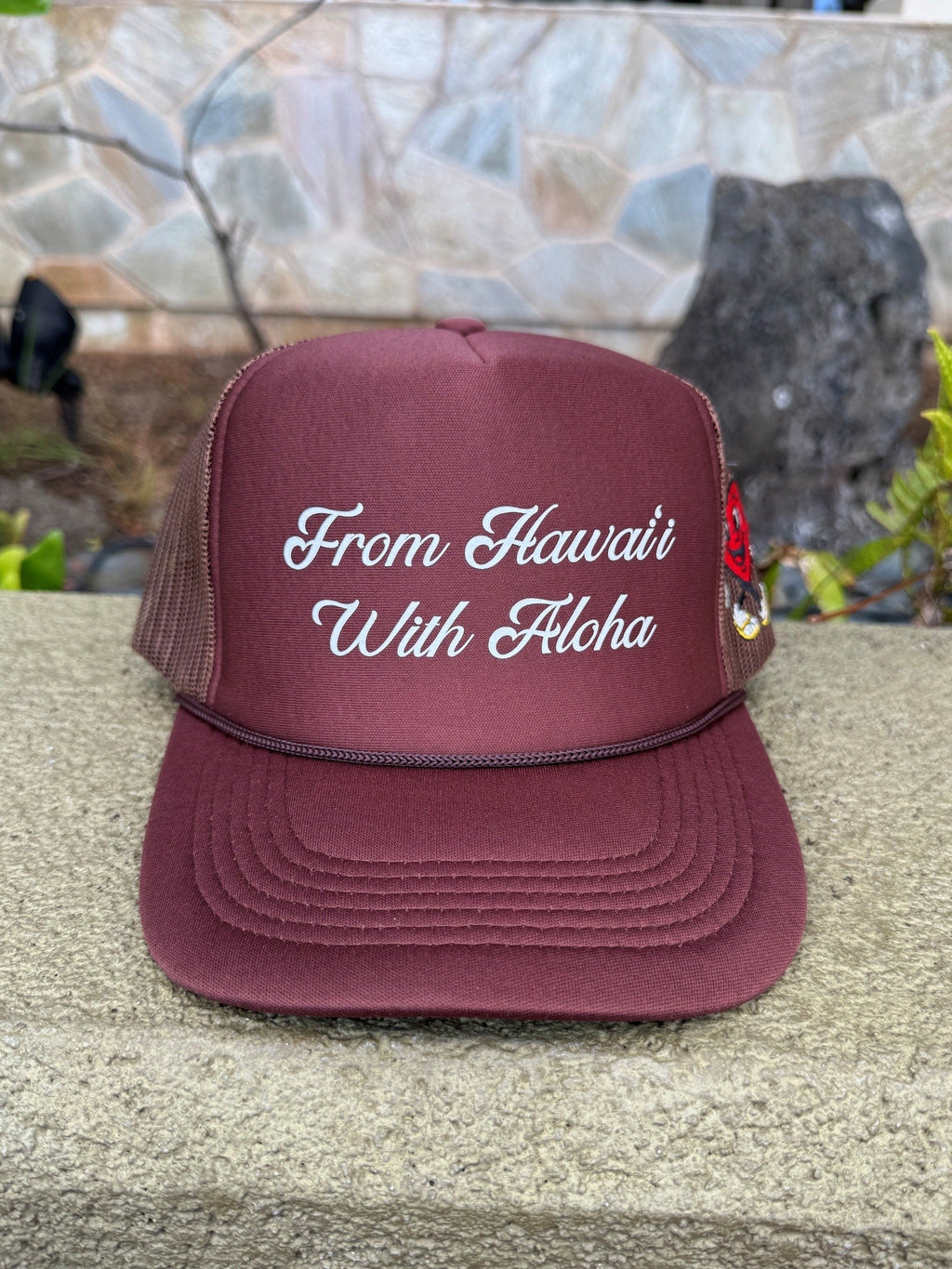 With Aloha Trucker Hat Brown
