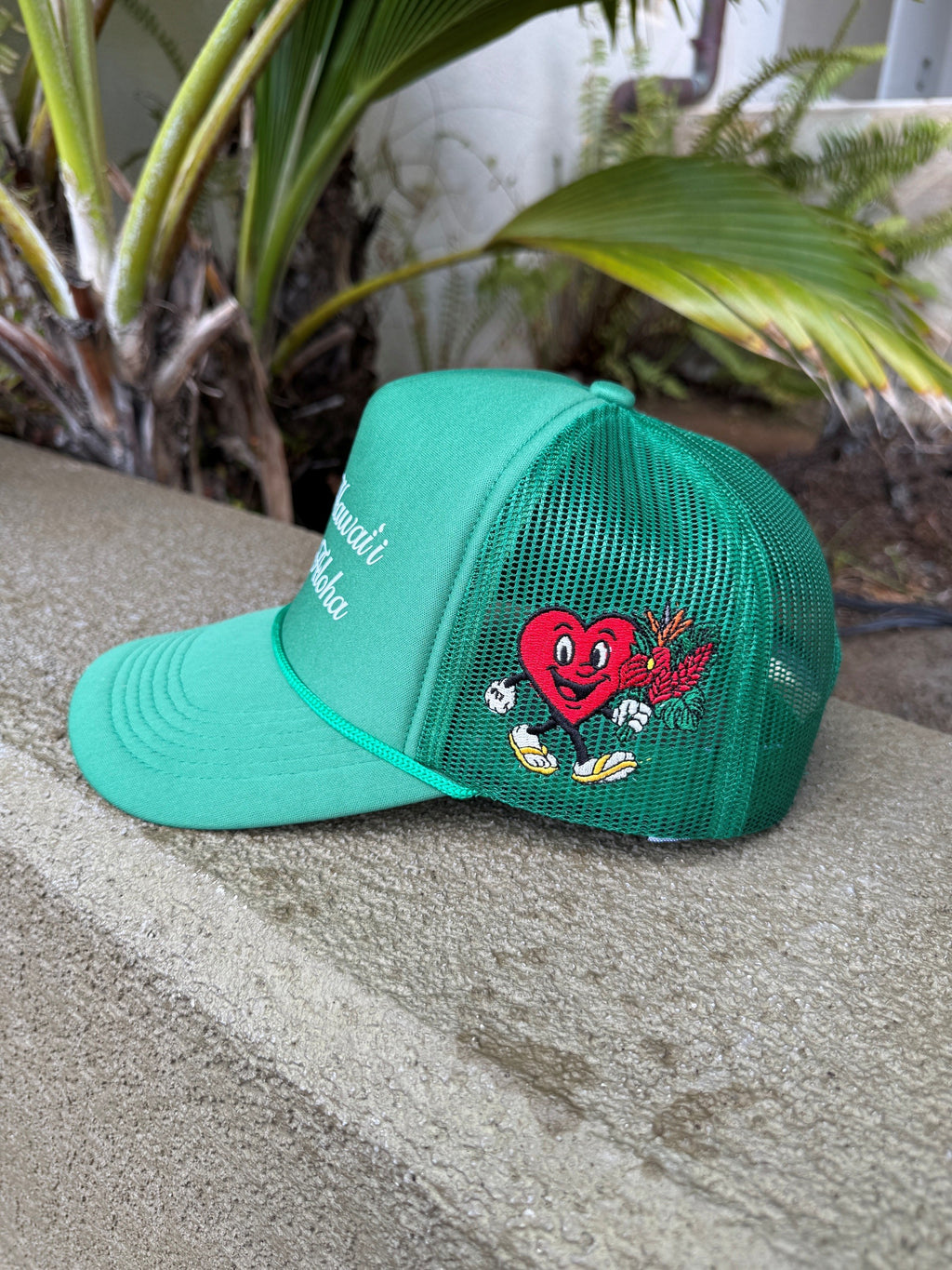 With Aloha Trucker Hat Green