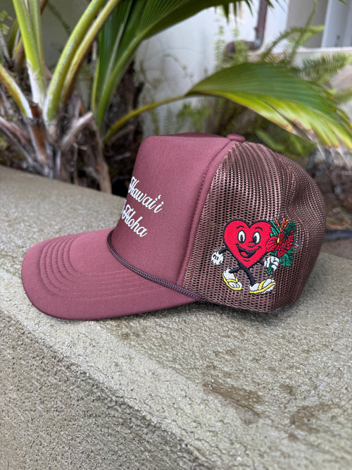 With Aloha Trucker Hat Brown