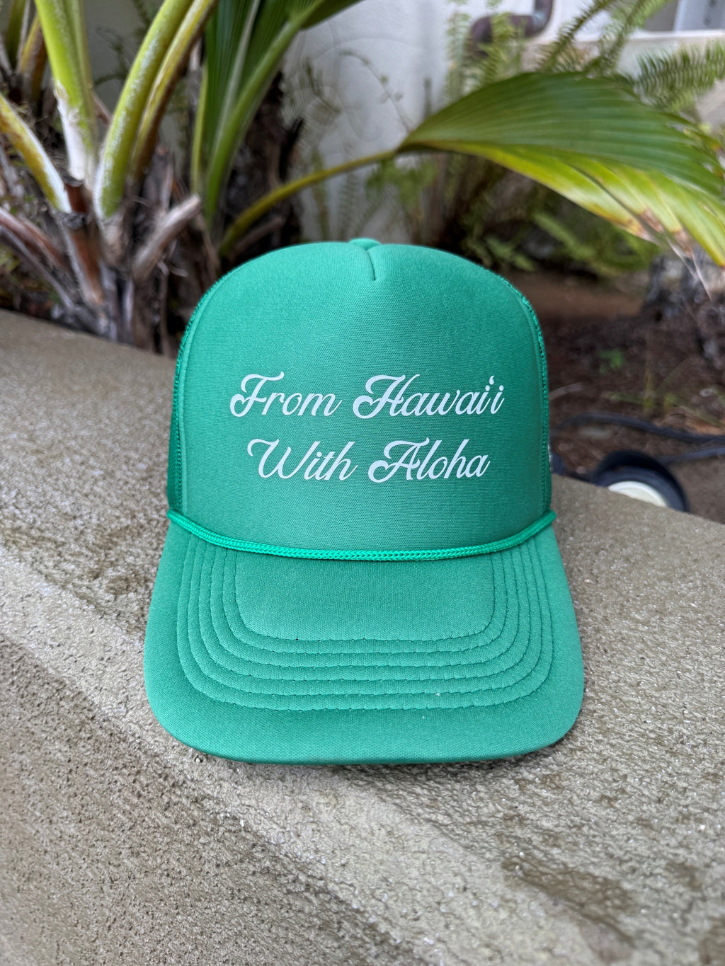 With Aloha Trucker Hat Green